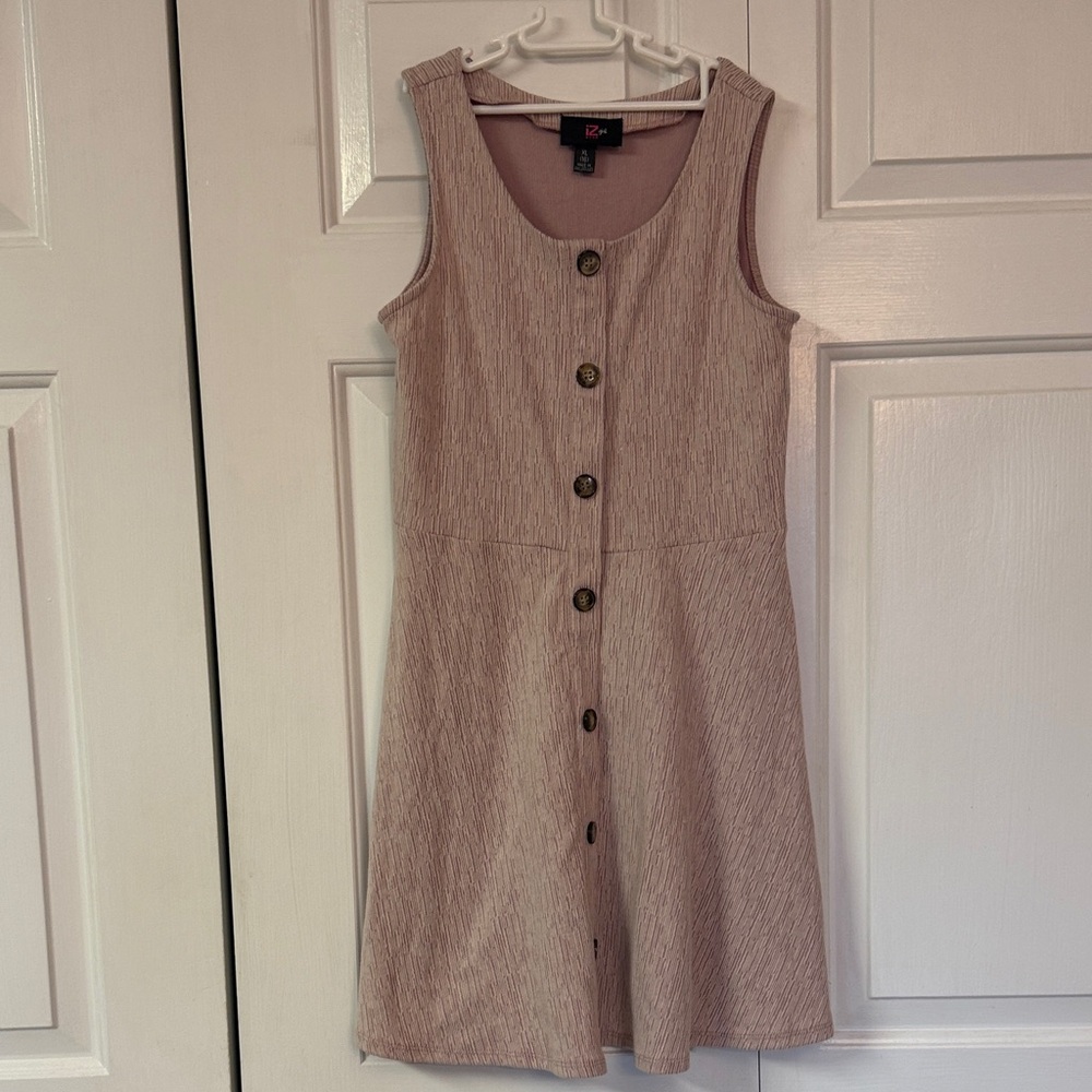 Iz Byer Pink Button-Front Sleeveless Dress